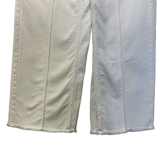 Isabel Marant White High Rise Wide Leg Cropped Raw Hem Cabrio White Jeans, 2 - Picture 6 of 16